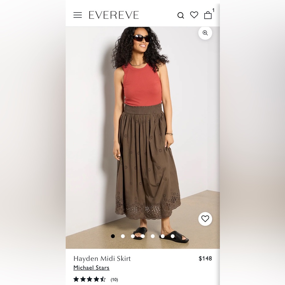 NWT Evereve Michael Stars Hayden Midi Skirt in Kalamata size small